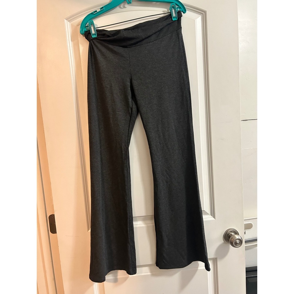 JJ Winks Charcoal‎ Gray Fold Over Flare Leg Lounge Yoga Pants Womens Size Medium